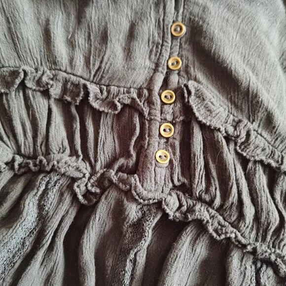 Cropped Lacey American Eagle Peasant Top With Romantic Details Hunter Green xs - Picture 2 of 6